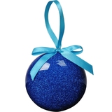 Елочное украшение ПРАЗДНИК, плоское, синий,  пластик, D8 см,