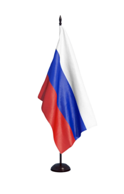 Знамя России двухстороннее 100х150 см. без бахромы и кистей